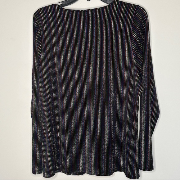 TORRID 1X Rainbow stripes 4K‎ Lurex Metallic Rib knit Criss Cross Top 14-16 - Picture 2 of 10